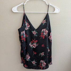 EXPRESS - Black Floral V-Neck Tank - Size Small